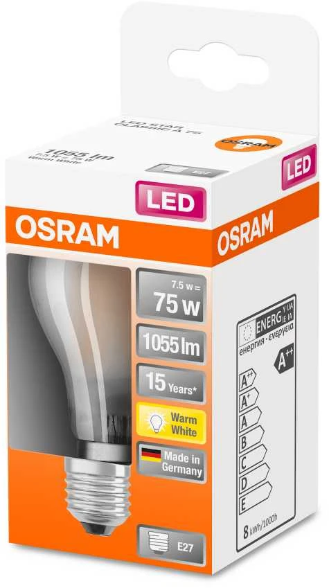 Osram Parathom Classic Filament | E27 | 7,5 W | Šiltas Baltas