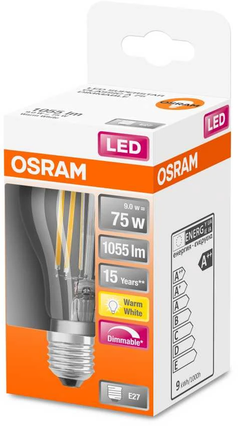 Osram LED lemputė SST CLAS A 75 CL 7.5 W/2700 K E27, dimeriuojamos