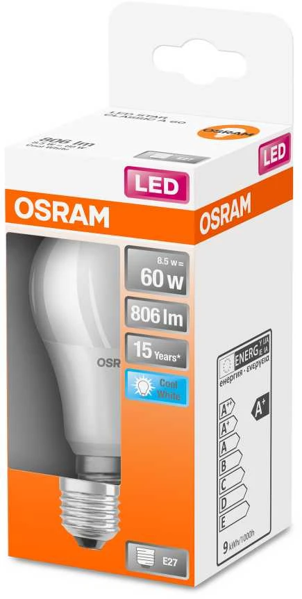 Candellux LED lemputė OSRAM, A60, E27, 8,5 W, 806 lm, 4000 K