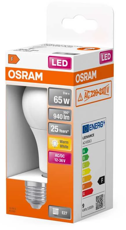 Osram 9W LED lemputė CLASSIC A, E27, baltos matinės sp., 2700K
