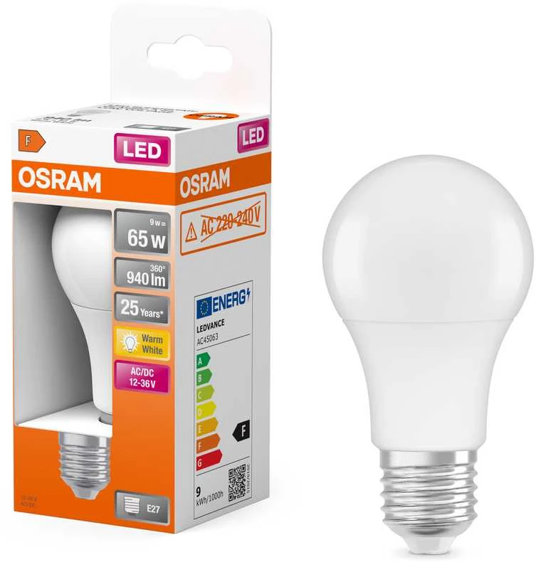Osram 9W LED lemputė CLASSIC A, E27, baltos matinės sp., 2700K