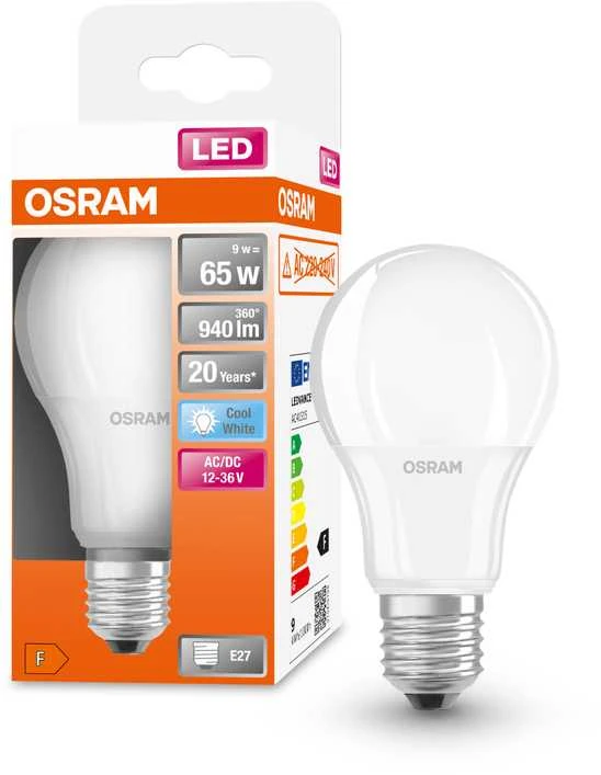 Osram 9W LED lemputė CLASSIC A, E27, baltos matinės sp., 4000K