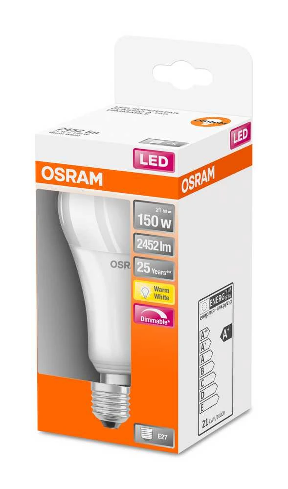 LED lemputė OSRAM, A70, E27, 21 W, 2452 lm, 2700 K