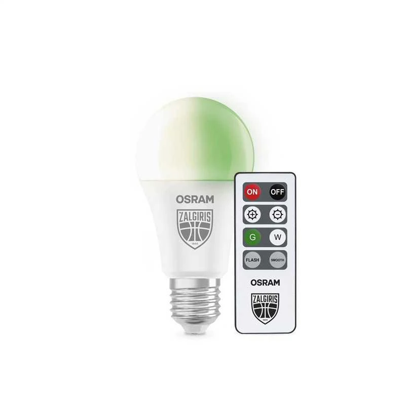 Osram 9,5W LED lemputė ŽALGIRIS EDITION, E27, 2700K/žalia šviesos sp., dimeriuojama