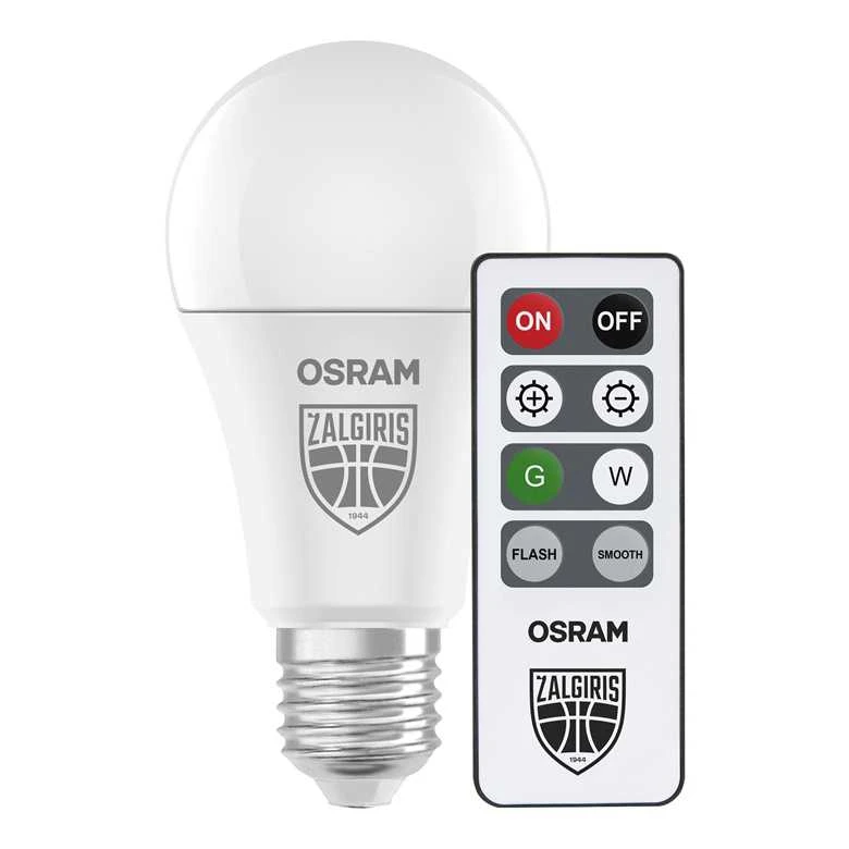 Osram 9,5W LED lemputė ŽALGIRIS EDITION, E27, 2700K/žalia šviesos sp., dimeriuojama