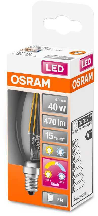 Osram 4W LED lemputė LED RELAX ir ACTIVE CLASSIC B 40 CL, E14, 2700/4000K