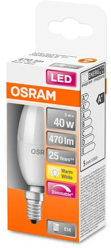 Osram Parathom Classic LED | E14 | 4,9 W | Šiltas Baltas