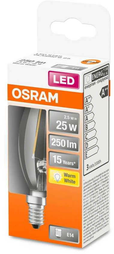 OSRAM LED kerte filamentas 250lm 1,8W/827 (25W) E14