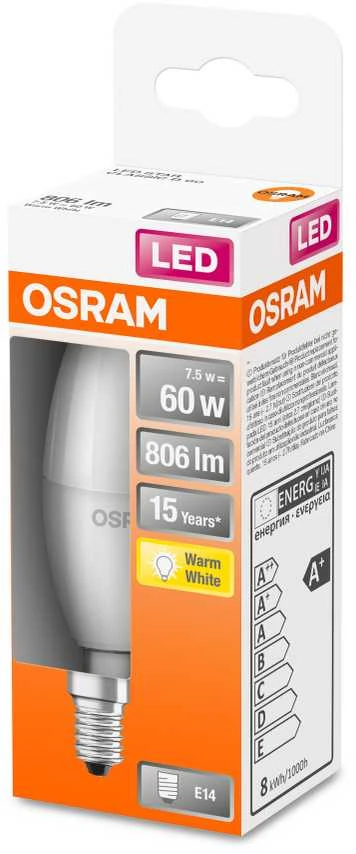 Osram 7W LED lemputė LED STAR CLASSIC B 60 FR, E14, 2700K