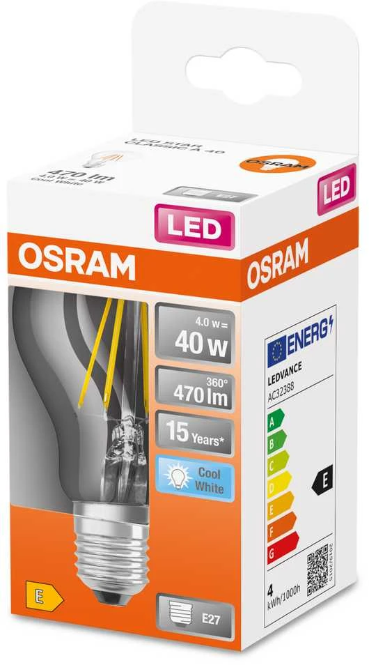 LED lemputė Osram E27 4W 4000K Balta