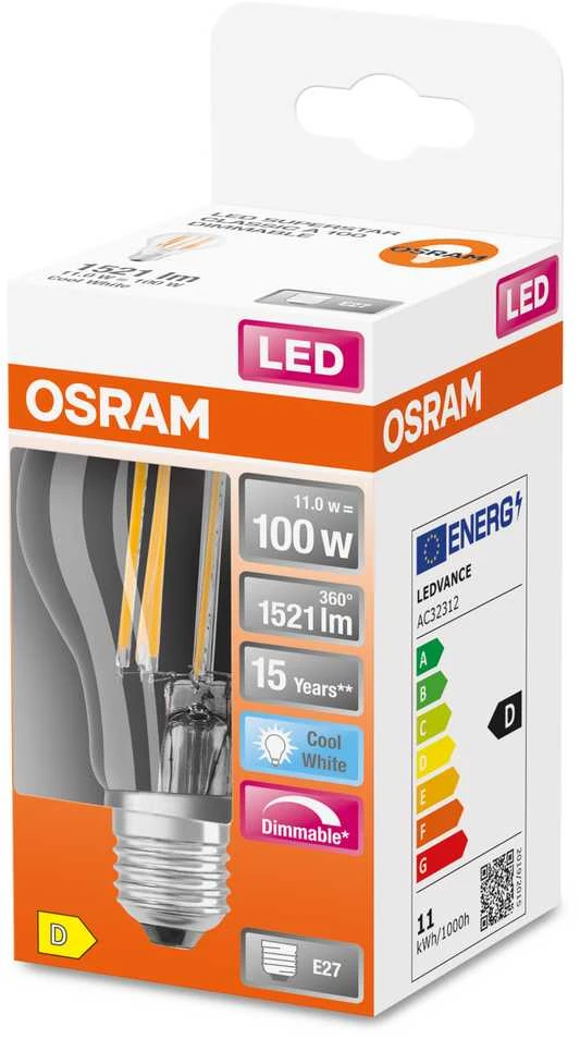 Osram 11W LED lemputė LED Retrofit CLASSIC A DIM 100, E27, 4000K
