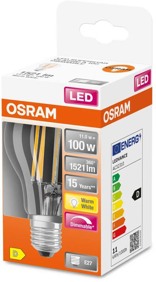 Osram 12W LED lemputė SST CLAS 100, 2700K, E27