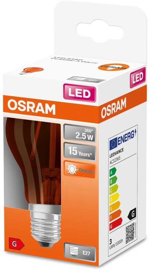 Osram 2,5W LED lemputė ST CLAS A 17 300°, E27, 1500K