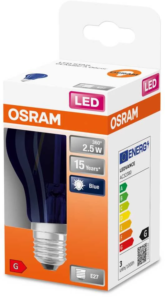 Osram 2,5W LED lemputė ST CLAS A 4 300°, E27, 9000K