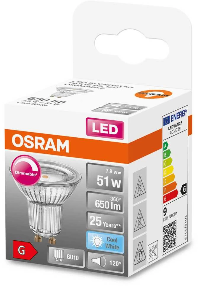 LED lemputė OSRAM, GU10, PAR 16 80, 6,1 W, 4000K, 575 lm, 36°, non-dim