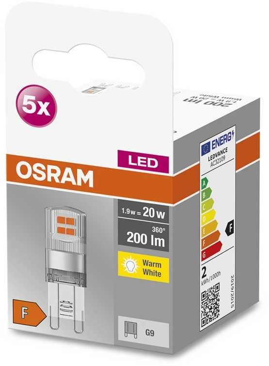 Lemputė Osram LED, G9, 2700 °K, G9, 1.9 W, 200 lm, 5 vnt.
