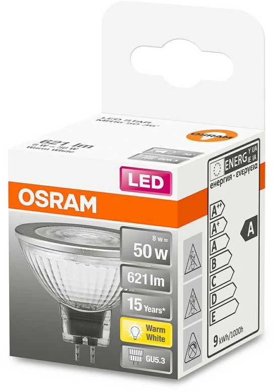 LED lempa Osram, MR16, 36°, 8W, GU5.3, 827, 12V, 621lm