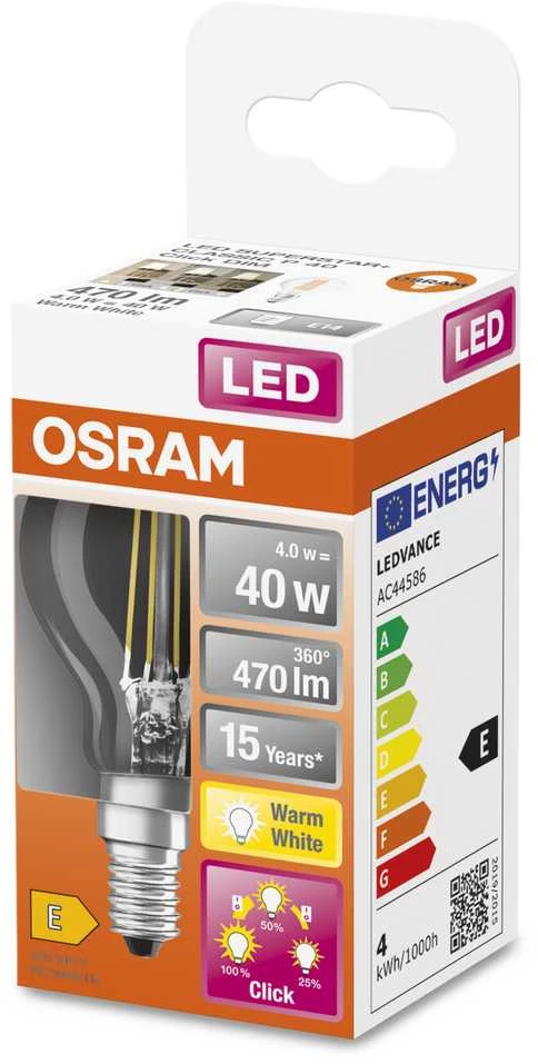 Osram LED lemputė LED TRIJŲ STEP DIM CLASSIC P 40 4 W/2700K E14