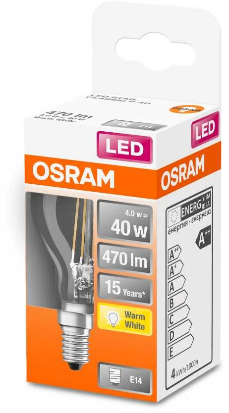 Osram Parathom Classic P Filament | E14 | 4 W | Šiltas Baltas