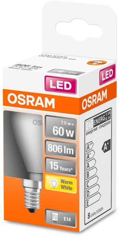 Osram 7W LED lemputė LED STAR CLASSIC P 60 FR, E14, 2700K