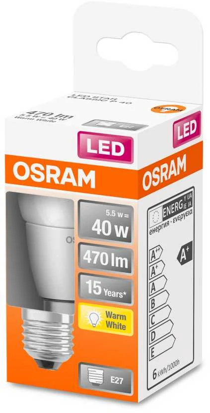 Osram 4,9W LED lemputė LED STAR CLASSIC P 40 FR, E27, 2700K