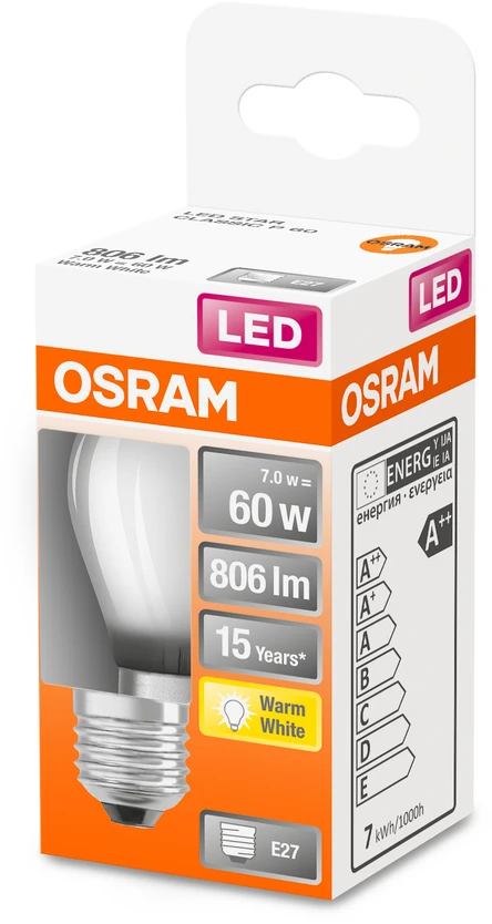 Osram 5,5W LED lemputė LED Retrofit CLASSIC P 60, E27, 2700K