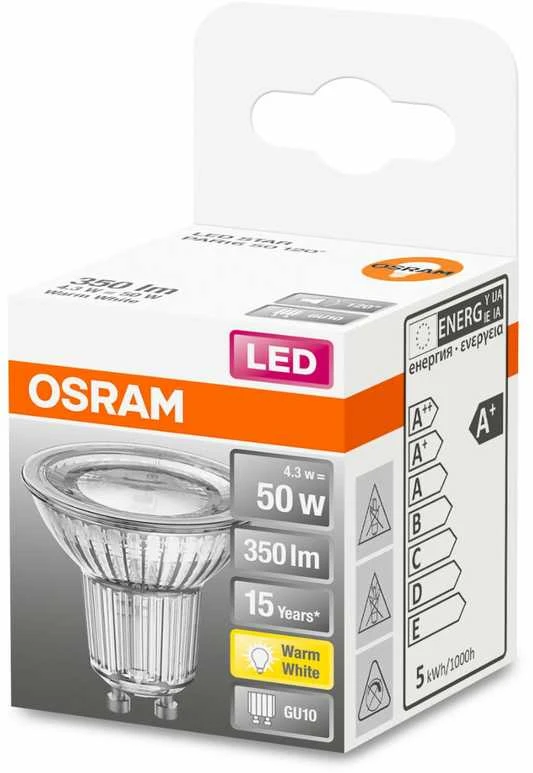 Osram LED Lempa PAR16, 4.3W, GU10, 827, 1200, 350LM