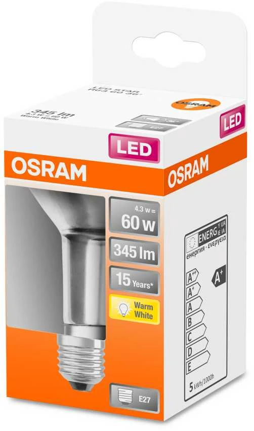 LED lemputė OSRAM, R63, E27, 4,3 W, 345 lm, 2700 K