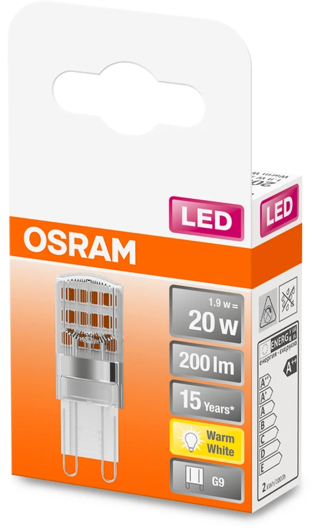 Candellux LED lempa Osram T15, G9, 1.9W, 2700K, 200lm, skaidri