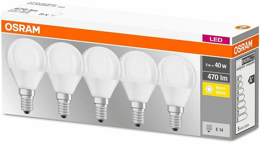 Ledvance OSRAM LED BASE CL P Fros. 5,7W 827 E14 470lm 2700K (CRI 80) 10000h A+ (Krabička 5ks)