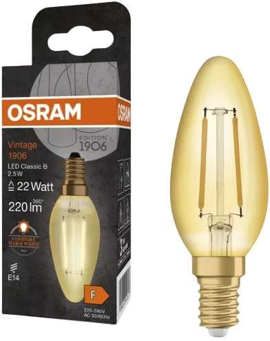Osram 2,5W LED lemputė VINTAGE 1906, E14, aukso sp., 2400K