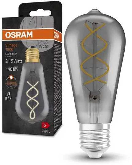 Lemputė Osram Vintage Smoke LED, 1800 °K, E27, 4 W, 140 lm