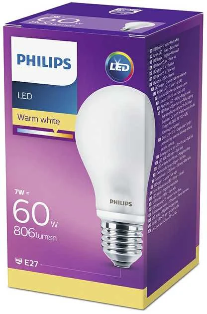 LED lemputė PHILIPS, A60, E27, 7 W, 806 lm, 2700 K