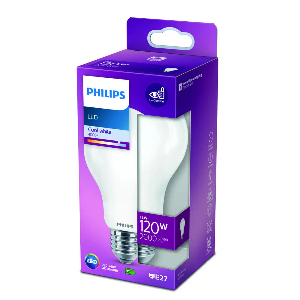 LED lemputė PHILIPS, A67, E27, 13 W, 2000 lm, 4000 K