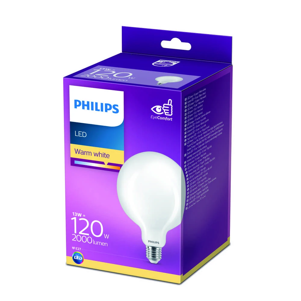 LED lemputė PHILIPS, G120, E27, 13 W, 2000 lm, 2700 K