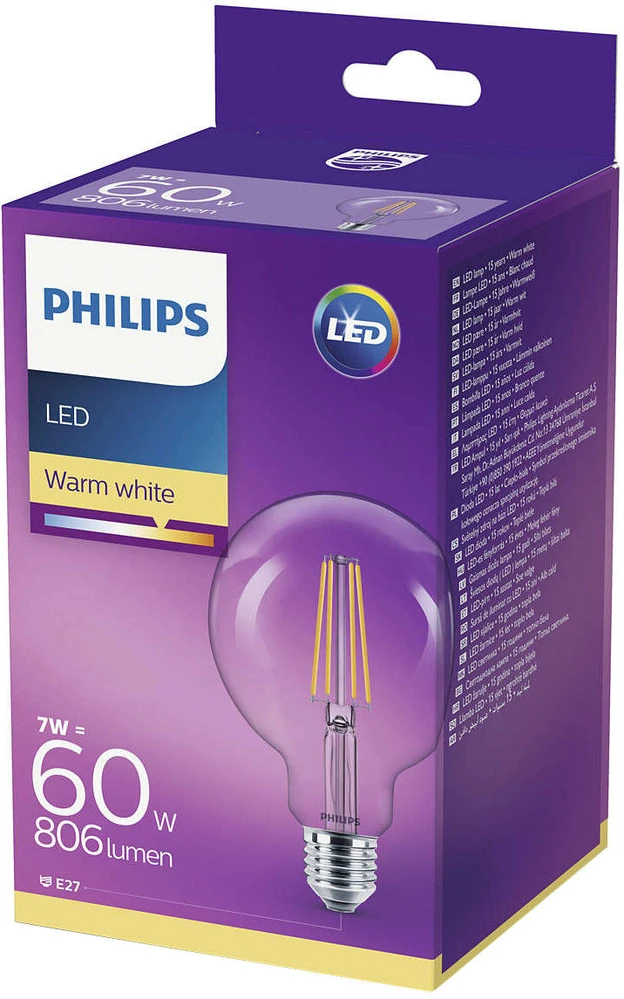 LED lemputė PHILIPS, G93, E27, 6 W, 806 lm, 2700 K