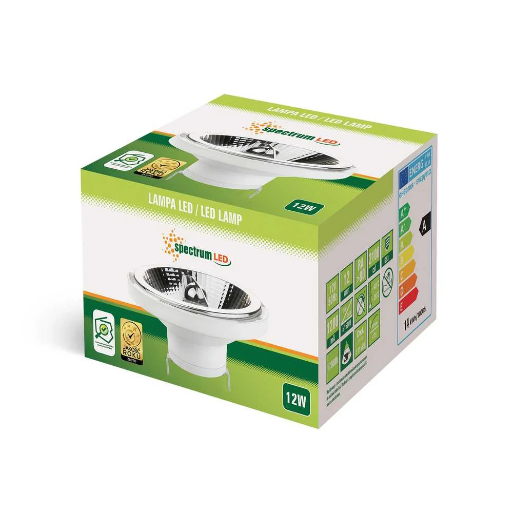 Spectrum LED lempa, AR111, G53, 12W, 12V, 3000K, 750lm