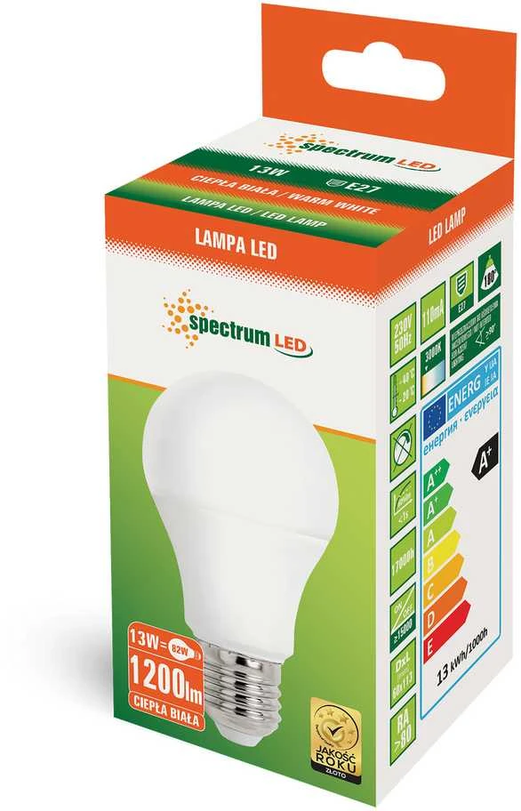 Lemputė Spectrum LED, A60, E27, 13 W, 1720lm, 3000K
