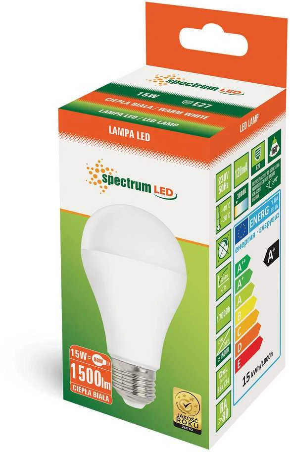 Spectrum LED lemputė E27 A60 15W 3000K 1500LM