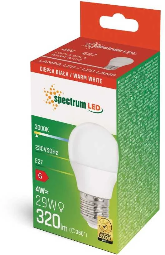Spectrum LED LEMPUTĖ E27 P45 4W 3000K 320LM