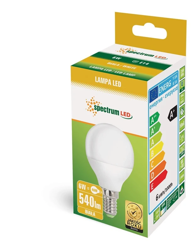 Spuldze Spectrum LED, P45, 4000 °K, E14, 6 W, 540 lm