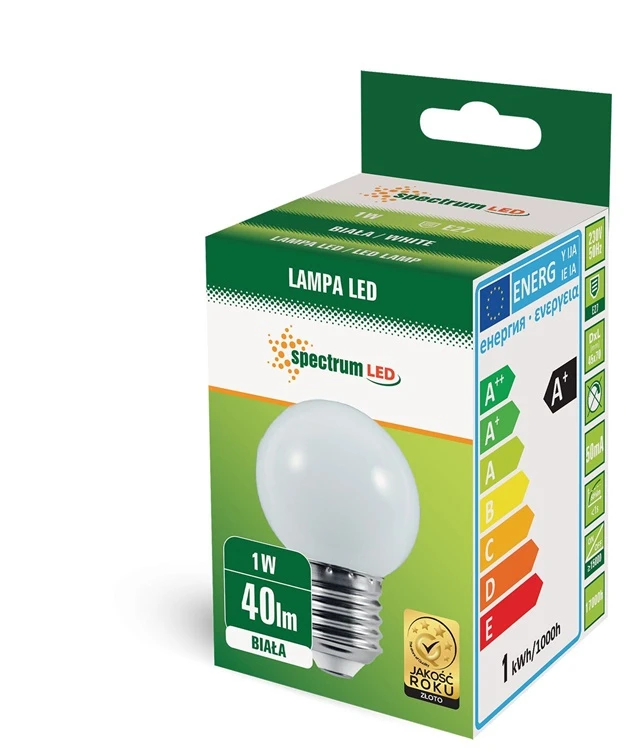 Spectrum LED lemputė E27 P45 1W 40LM 6000K