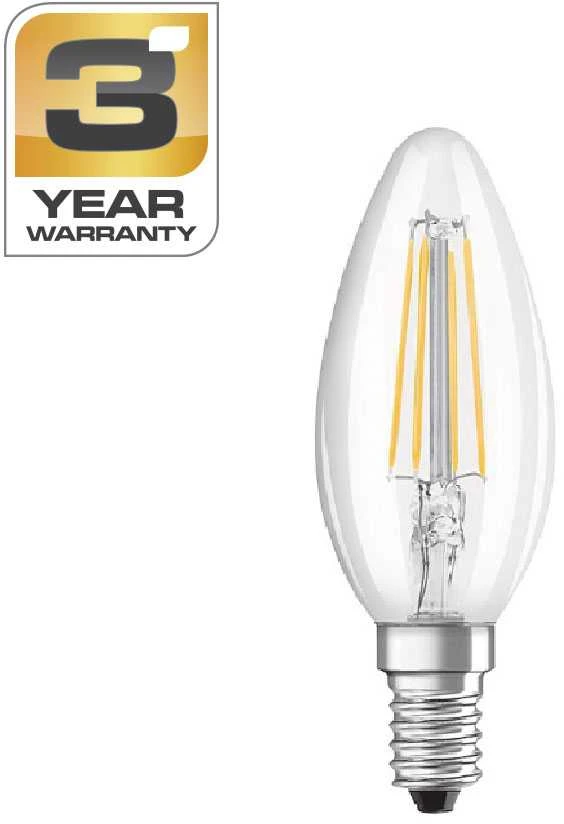 Lemputė STANDART, LED, B35, 4.3W, E14, 2700K, 470lm, skaidri
