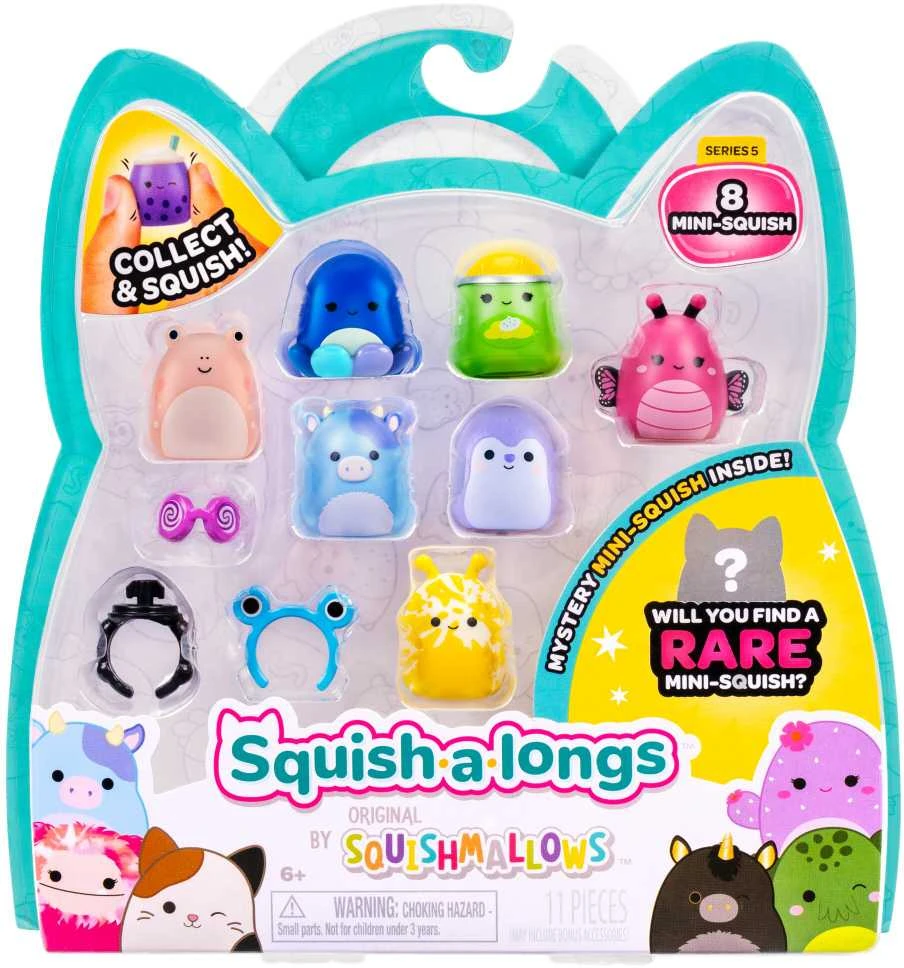 Squishmallows SQUISHMALLOWES SQUISH-A-LONGS Herojai, 8 vnt., 2,5 cm