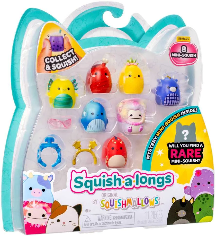 Squishmallows SQUISHMALLOWES SQUISH-A-LONGS Herojai, 8 vnt., 2,5 cm