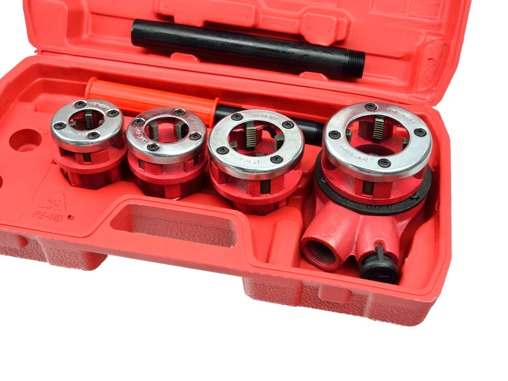 Santechnikos vītņgriežlių komplektas Geko 1/2" - 1 1/4"