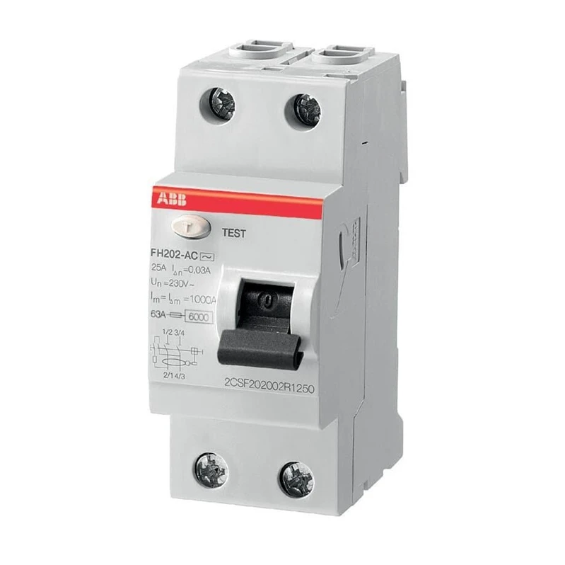 ABB Srovės nuotėkio relė FH202, 40A, 6kA, 30mA AC, 2P
