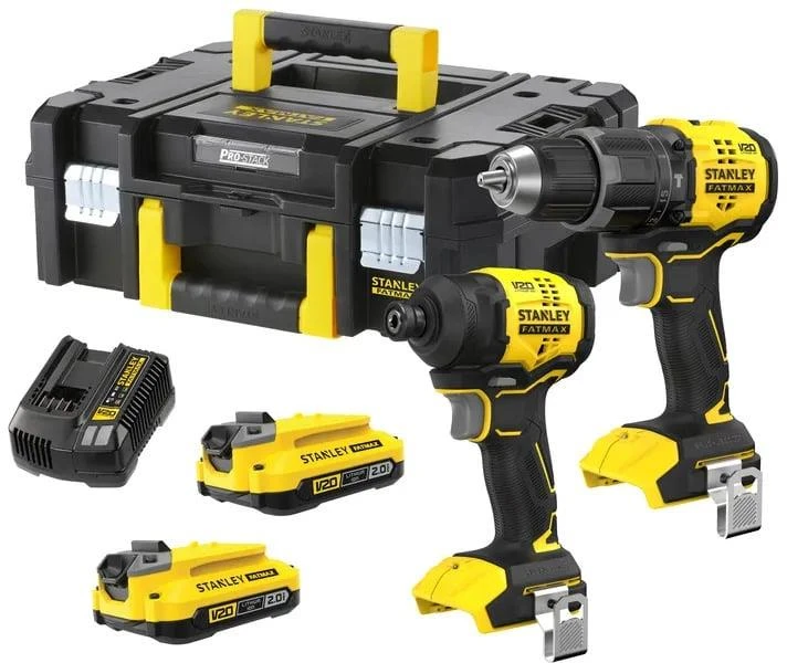 Akumuliatorinių įrankių rinkinys Stanley SFMCK201D2T-QW; 18 V; 2x2,0 Ah akum.
