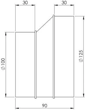 Ventiliacijos tarpmovė EUROPLAST, D125–100 mm