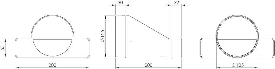 Ventiliacijos tarpmovė EUROPLAST, 220 x 55 mm, D125